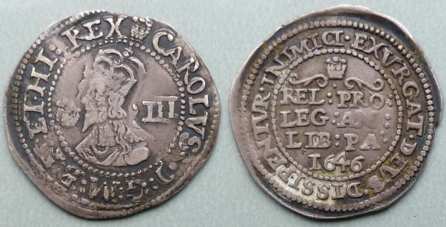 Charles I Bridgnorth-on-Severn late declaration 1646 threepence